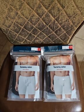 Lot Of 2 Tommy John Cotton Basics Black White Boxer Briefs Underwear 4 Total NWT